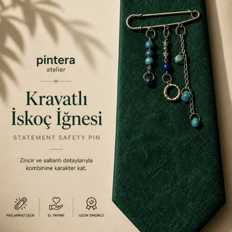 Yeşil İskoç İğneli Kravat 