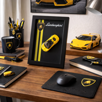 Lamborghini Temalı Ahşap Çerçeve Dekor – Masa & Ofis Aksesuarı