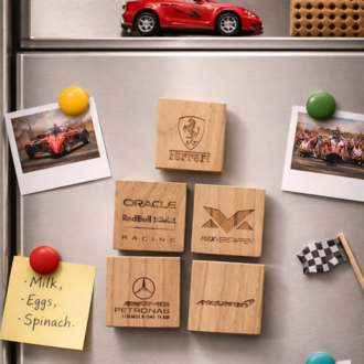 Formula 1 Temalı Ahşap Buzdolabı Magneti – 2’li Seçilebilir Set