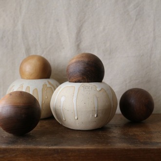 Ahşap Kapaklı Stoneware Seramik Kavanoz