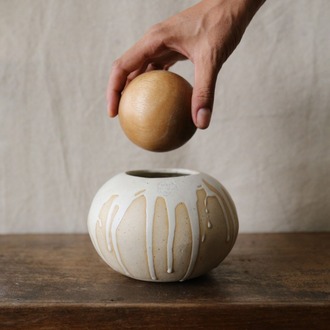 Ahşap Kapaklı Stoneware Seramik Kavanoz