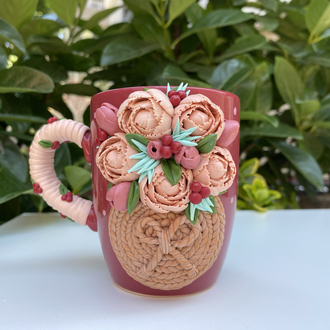 Roses kulp detaylı vişne mug