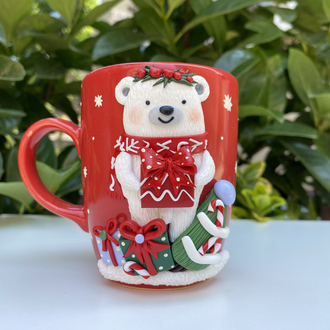 Christmas bear kırmızı mug