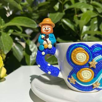 Starry night porselen türk kahvesi fincanı