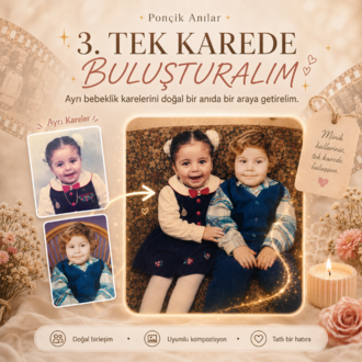 ÇİFTLERE ÖZEL BEBEKLİK FOTOĞRAFI BİRLEŞTİRME & CANLANDIRMA