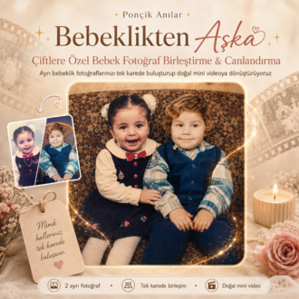 ÇİFTLERE ÖZEL BEBEKLİK FOTOĞRAFI BİRLEŞTİRME & CANLANDIRMA