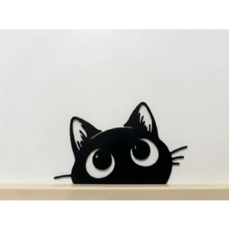 Kedi Dekoratif Duvar ve Priz Süsü - Siyah Minimalist Kedi Figürü - 6x4 cm