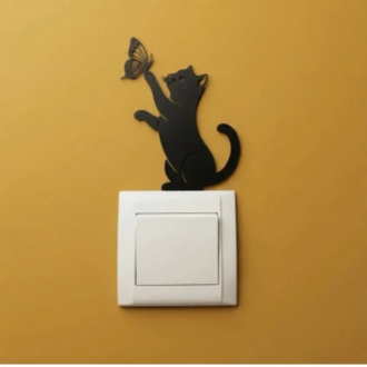 3'lü Kedi Temalı Elektrik Anahtarı Dekor Seti | 3D Duvar Anahtarı Süsü | Kendinden Yapışkanl
