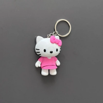 Hareketli Hello Kitty Figürlü Anahtarlık - 3D Baskı Çanta Süsü ve Aksesuar - Pembe