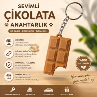 Çikolata Tablet Figürlü Anahtarlık - Dekoratif Çanta ve Anahtar Aksesuarı