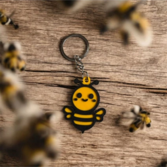 3D Baskı Sevimli Arı Anahtarlık – Kawaii Arı Figürlü Dekoratif Anahtarlık