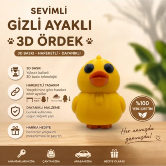 Sürpriz Ayaklı Kinetik Ördek Figürü - Masaüstü Dekor - 3D Baskı