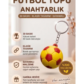 Futbol Topu Figürlü Anahtarlık - 3D Baskı Sporcu Aksesuarı - Süsü