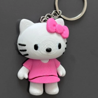 Hareketli Hello Kitty Figürlü Anahtarlık - 3D Baskı Çanta Süsü ve Aksesuar - Pembe