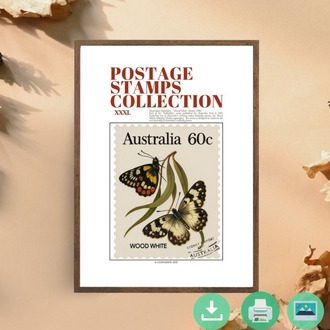 Australia 1981 Wood White Butterfly Stamp – Digital Poster (Collection No. 31)
