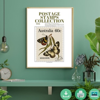 Australia 1981 Wood White Butterfly Stamp – Digital Poster (Collection No. 31)