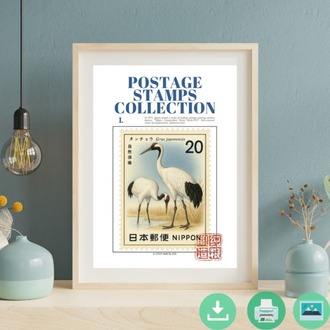 Japanese Crane Digital Stamp