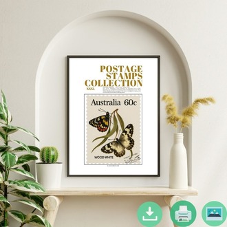 Australia 1981 Wood White Butterfly Stamp – Digital Poster (Collection No. 31)