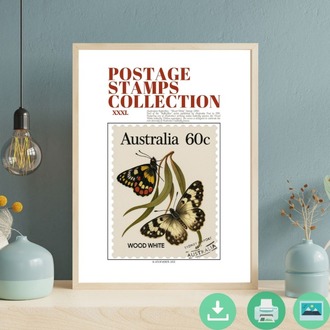 Australia 1981 Wood White Butterfly Stamp – Digital Poster (Collection No. 31)