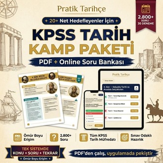 KPSS Tarih Kampı | PRO PAKET | 2.800+ Soru + Zayıf Alan Analizi + Hoca Desteği