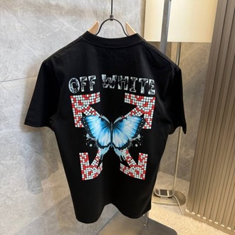 Off-White Logo Baskılı Unisex Tişört (Siyah / Beyaz)