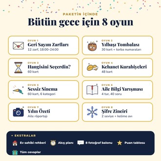 Yılbaşı Aile Oyunları – Tombala, Bilgi Yarışması, 8 Yazdırılabilir Oyun PDF