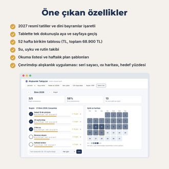 2027 Hedef & Alışkanlık Planlayıcısı | Türkçe PDF, Tablet PDF ve Uygulama