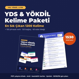 YDS & YÖKDİL Kelime Paketi – En Sık Çıkan 1200 Kelime | PDF Kitap + Anki + Kartlar