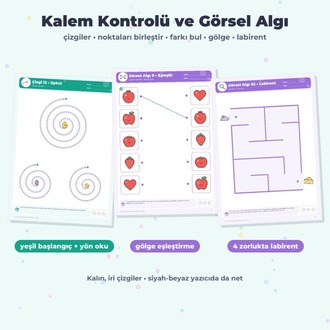 Okula Hazırlık Etkinlik Paketi 5–6 Yaş – Çizgi, Görsel Algı, Erken Matematik (125 s.)