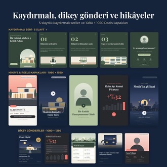 Emlakçı Sosyal Medya Şablon Paketi – 60 Düzenlenebilir Instagram Gönderi ve Hikâye