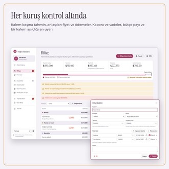 Düğün Planlayıcı – Bütçe, Davetli Listesi, LCV ve Oturma Planı