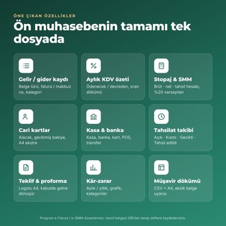Ön Muhasebe Programı - Gelir Gider, KDV, Stopaj, Teklif | Abonelik Yok