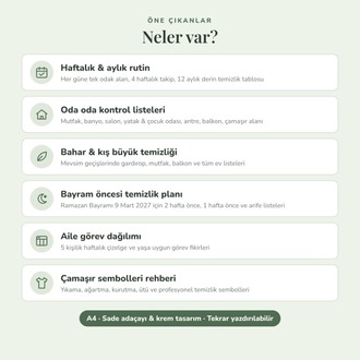 Ev Temizlik Planı Yazdırılabilir PDF | Haftalık Rutin, Bayram Temizliği