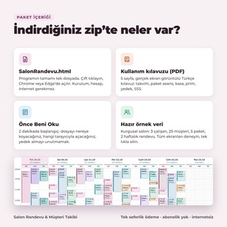 Kuaför & Güzellik Salonu Randevu Programı – Müşteri, Paket, Prim | Abonelik Yok
