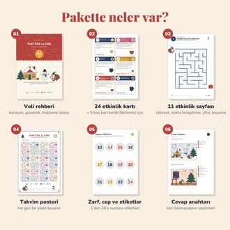 Yeni Yıla 24 Gün – Çocuklar İçin Aktivite Takvimi (Yazdırılabilir)
