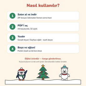 Yılbaşı Boyama Sayfaları – 30 Sayfa (3–8 Yaş) PDF