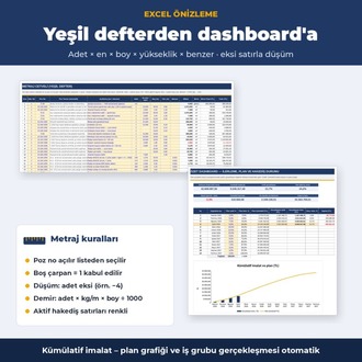 Hakediş ve Metraj Excel Paketi 2026 – Yeşil Defter, Ataşman, Fiyat Farkı, Taşeron