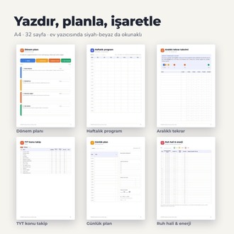 YKS 2027 Çalışma Planlayıcı & Konu Takip – Offline Uygulama + PDF
