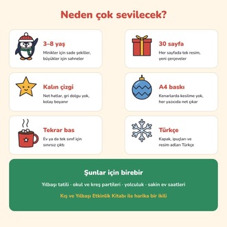 Yılbaşı Boyama Sayfaları – 30 Sayfa (3–8 Yaş) PDF