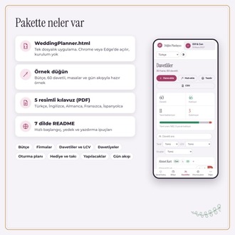 Düğün Planlayıcı – Bütçe, Davetli Listesi, LCV ve Oturma Planı