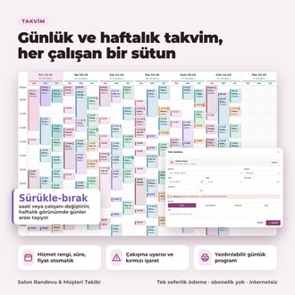 Kuaför & Güzellik Salonu Randevu Programı – Müşteri, Paket, Prim | Abonelik Yok