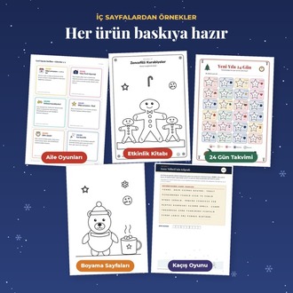 Yılbaşı Mega Paketi – 5 ürün bir arada, 229 sayfa oyun ve etkinlik PDF