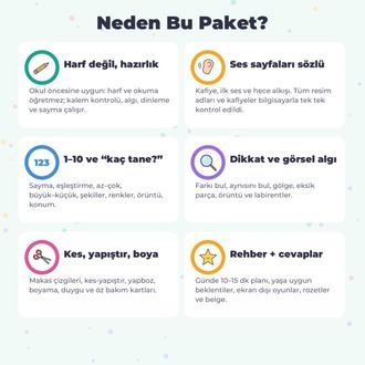 Okula Hazırlık Etkinlik Paketi 5–6 Yaş – Çizgi, Görsel Algı, Erken Matematik (125 s.)