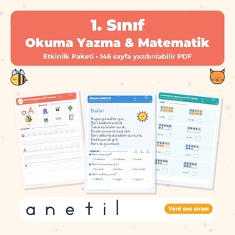 1. Sınıf Okuma Yazma & Matematik Etkinlik Paketi – Yeni Ses Sırası – 146 Sayfa PDF