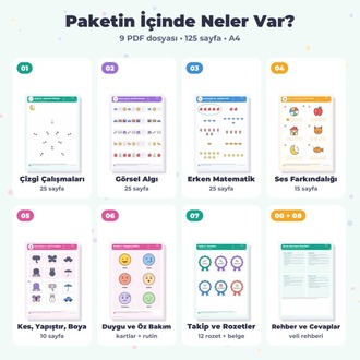 Okula Hazırlık Etkinlik Paketi 5–6 Yaş – Çizgi, Görsel Algı, Erken Matematik (125 s.)