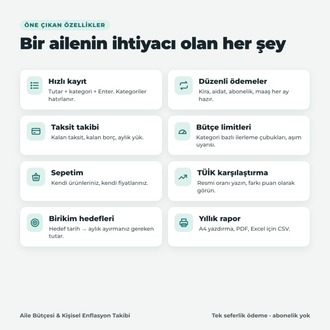 Aile Bütçesi ve Kişisel Enflasyon Takip Programı – Abonelik Yok, İnternetsiz