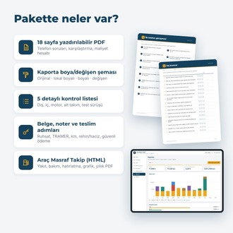 İkinci El Araç Alım Kontrol Kiti + Araç Masraf Takip Uygulaması (PDF)