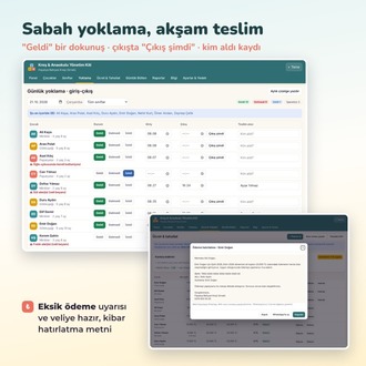 Kreş & Anaokulu Yönetim Kiti | Yoklama, Ücret Takibi, Veli Bülteni, 20 Form