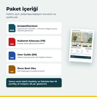 Emlak Ofisi Programı – Portföy, Müşteri, Yer Gösterme Takibi (İnternetsiz)