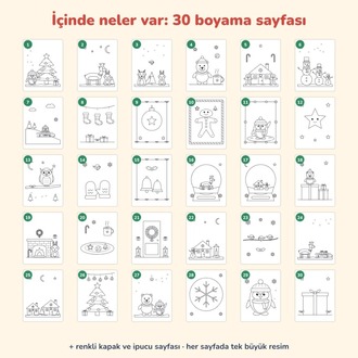 Yılbaşı Boyama Sayfaları – 30 Sayfa (3–8 Yaş) PDF